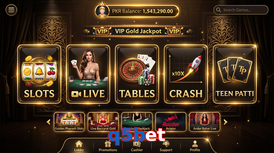Main screen of Q5bet casino page for PK players